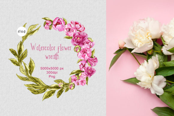 Download Watercolor Flower Pink  Frame PNG - Premium Bundle