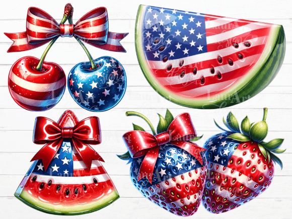Download 4 July Cherries Strawberries Watermelon - Premium Resources