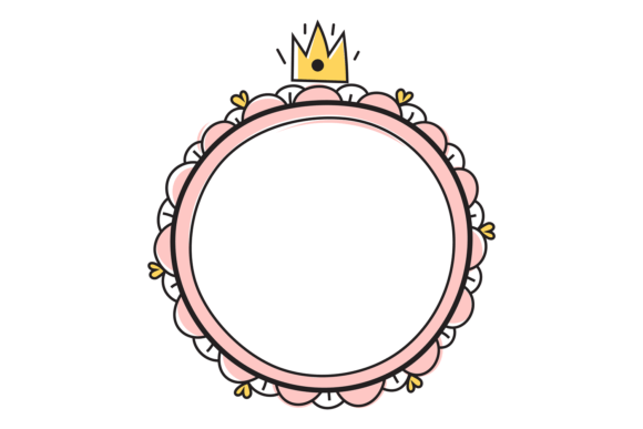Download Hand Drawn Round Pink Frame with Cute Cr - Premium Bundle